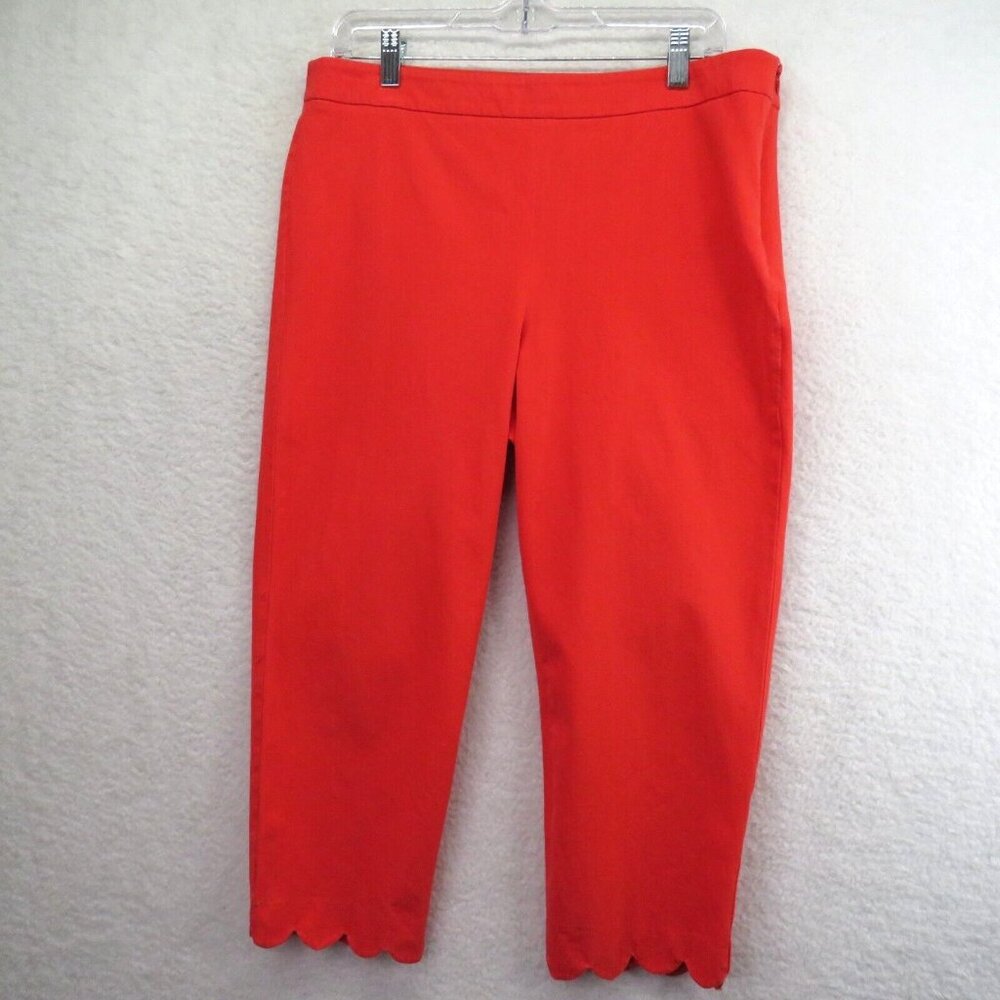 Talbots Pants Womens‎ Size 12 Petite Chatham Crop Red Side Zip Scallop Ankle Hem